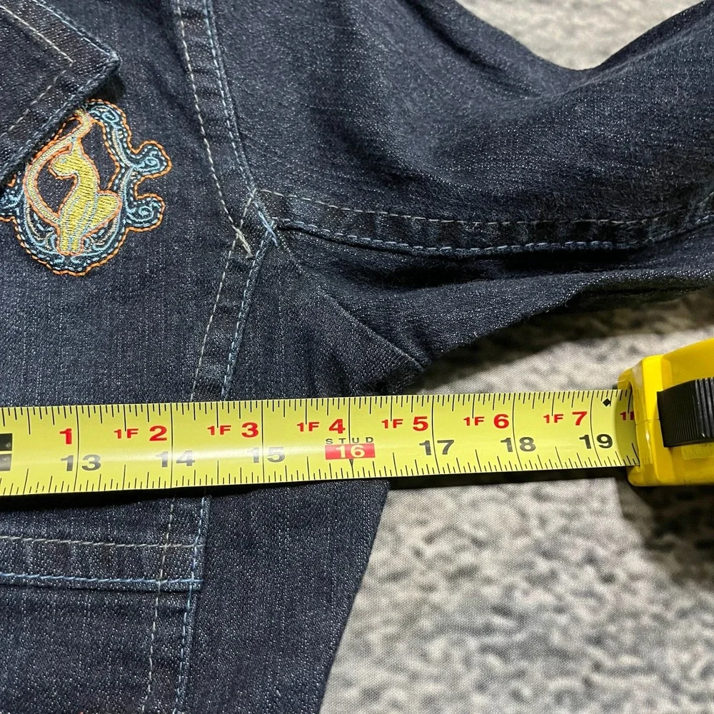 NWT Vintage Baby Phat Jean Jacket Denim Girls Large Blue Y2K Hip-Hop Embroidered